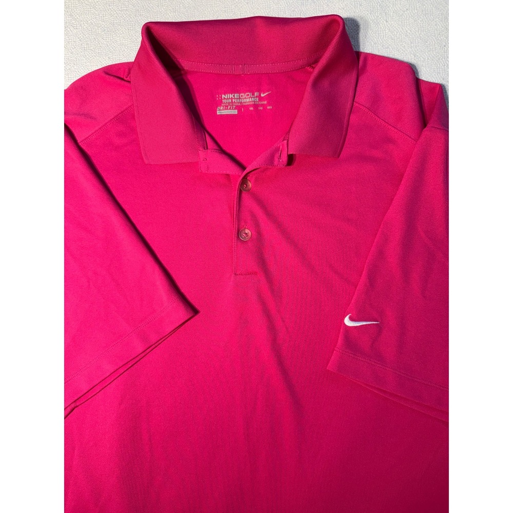 Nike Golf Tour Performance Dri-FIT Polo Shirt Mens XXL Pink Short Sleeve 0049